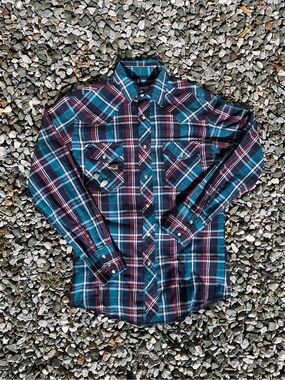 Vintage Wrangler Western Pearl Snap Plaid Shirt Medium